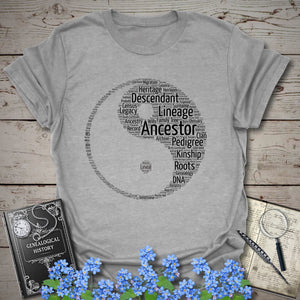 Ying & Yang Word Cloud T-Shirt in Sport Grey by Genealogy Keepsakes