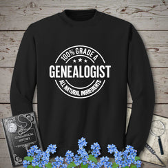 100 Percent Genealogist Sweatshirt in Black by Genealogy Keepsakes