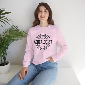 100 Percent Genealogist Sweatshirt in Light Pink by Genealogy Keepsakes