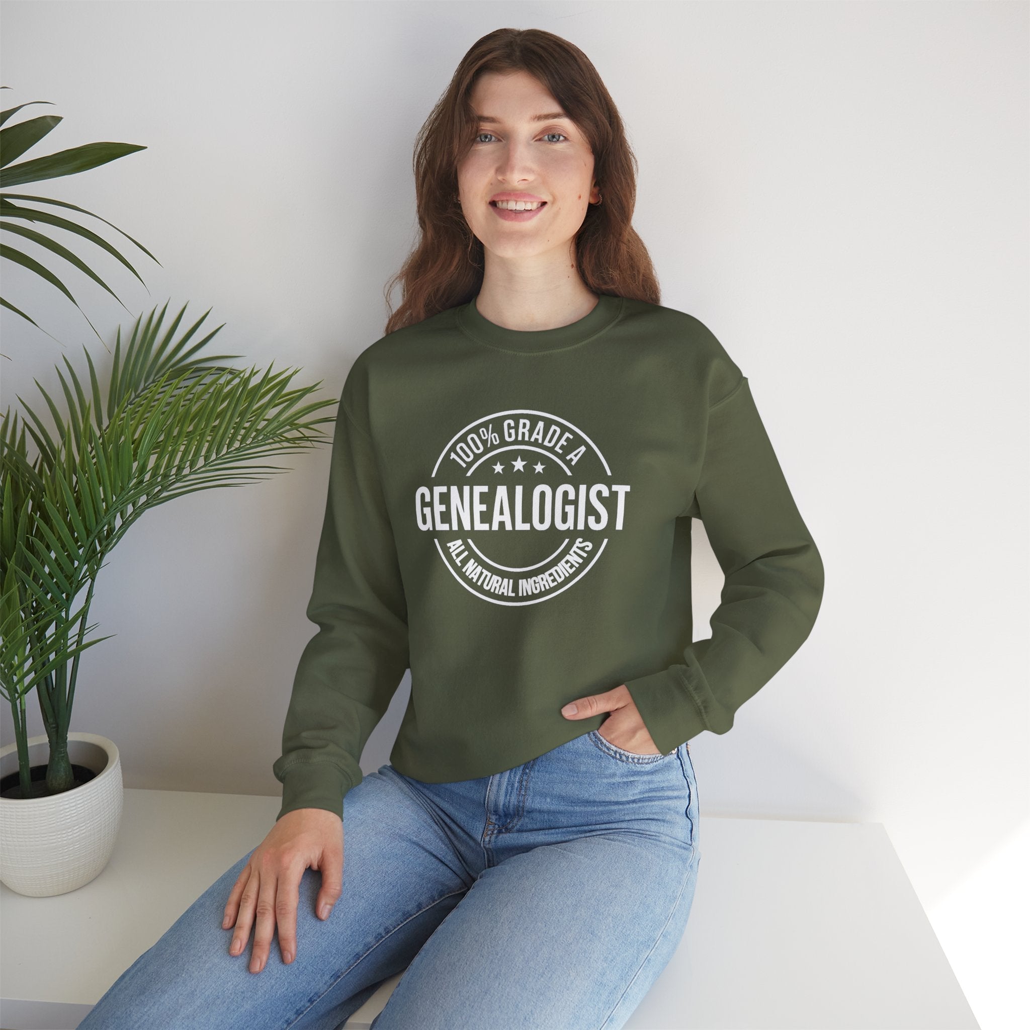 100 Percent Genealogist Sweatshirt in Light Pink by Genealogy Keepsakes
