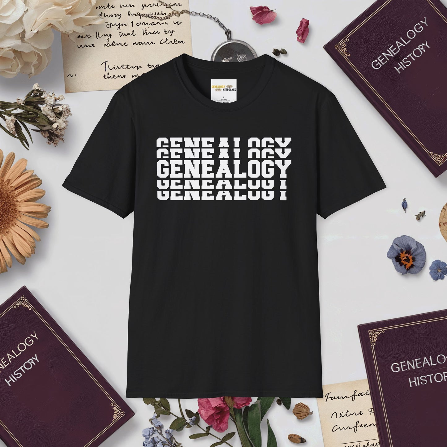 Genealogy Stacked T-Shirt-Black-Genealogy Keepsakes