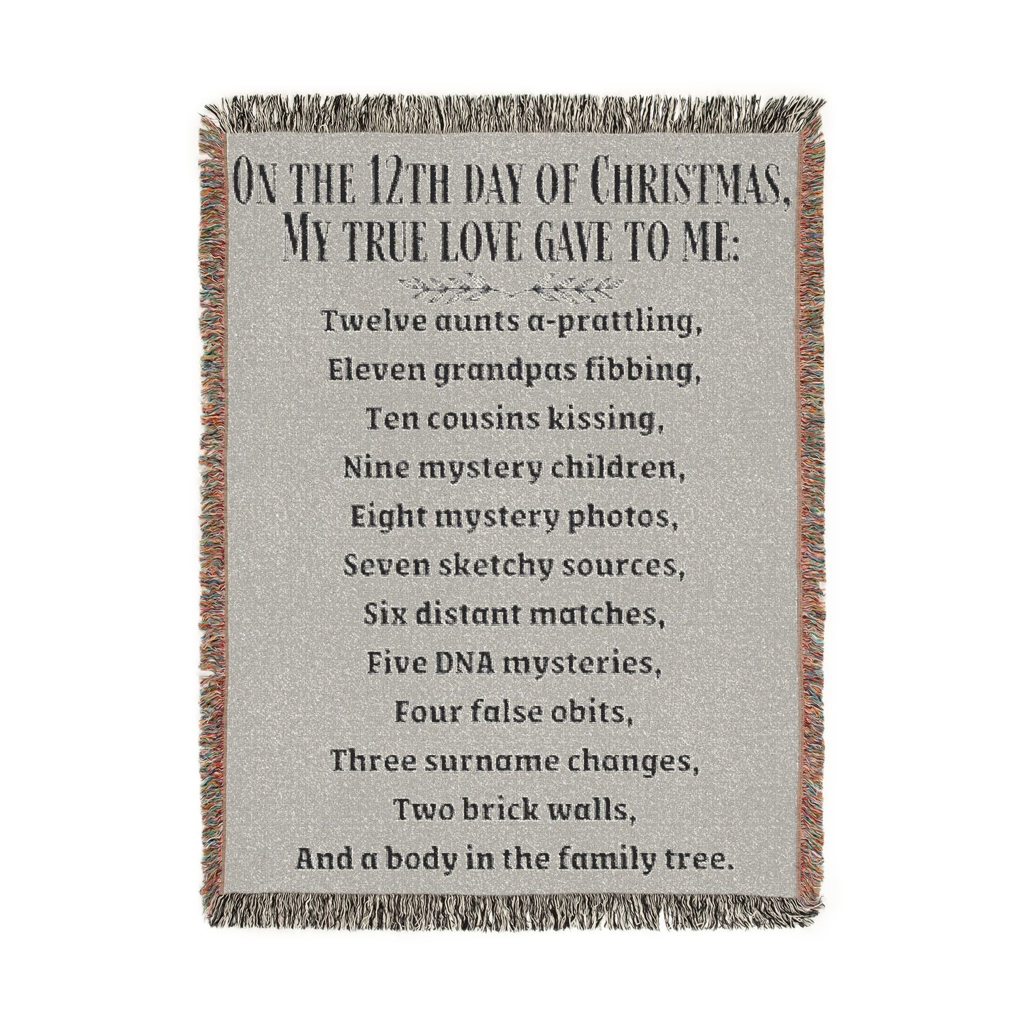 12 Days Of Christmas Woven Blanket in by Genealogy Keepsakes