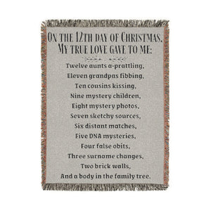 12 Days Of Christmas Woven Blanket in by Genealogy Keepsakes