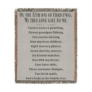 12 Days Of Christmas Woven Blanket in Artwork by Genealogy Keepsakes