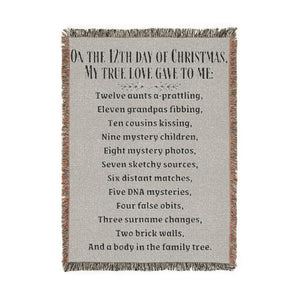 12 Days Of Christmas Woven Blanket in Artwork by Genealogy Keepsakes