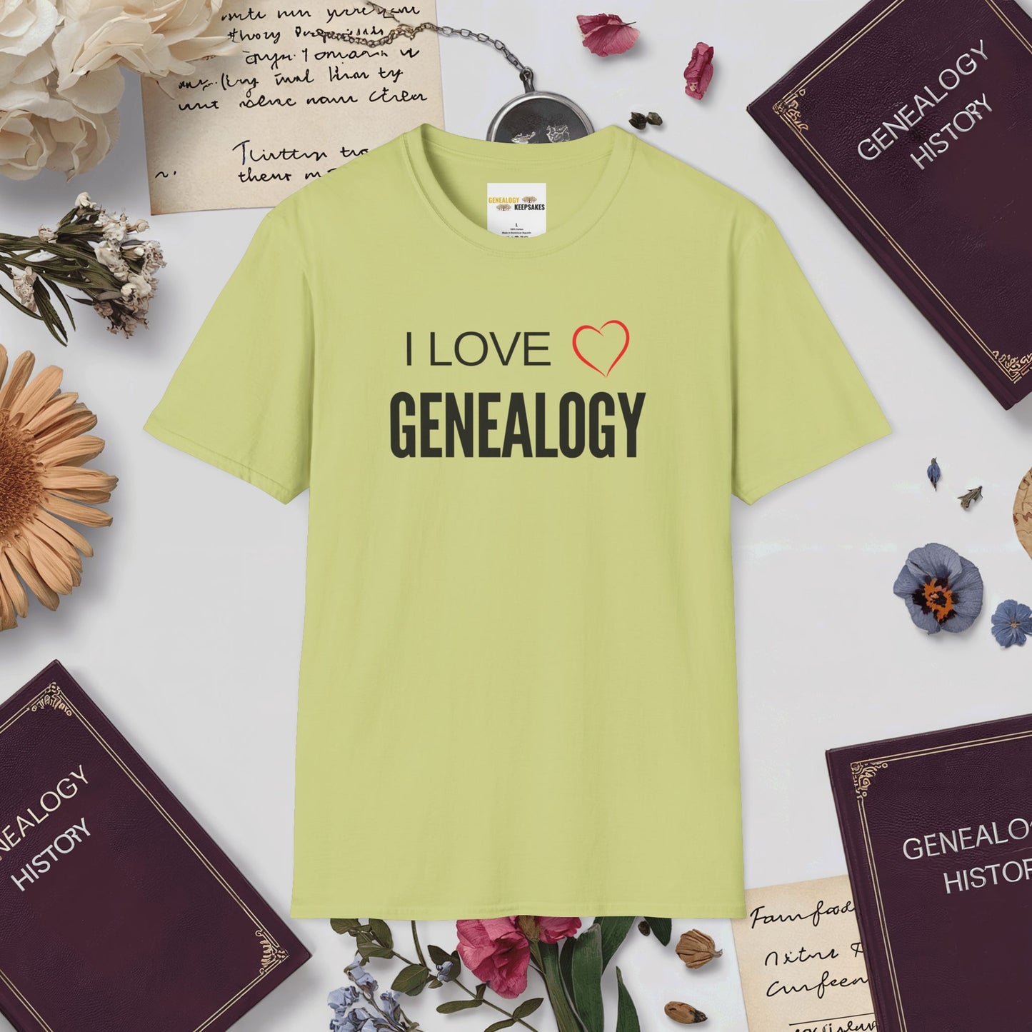 I Love Genealogy T-Shirt-Pistachio-Genealogy Keepsakes