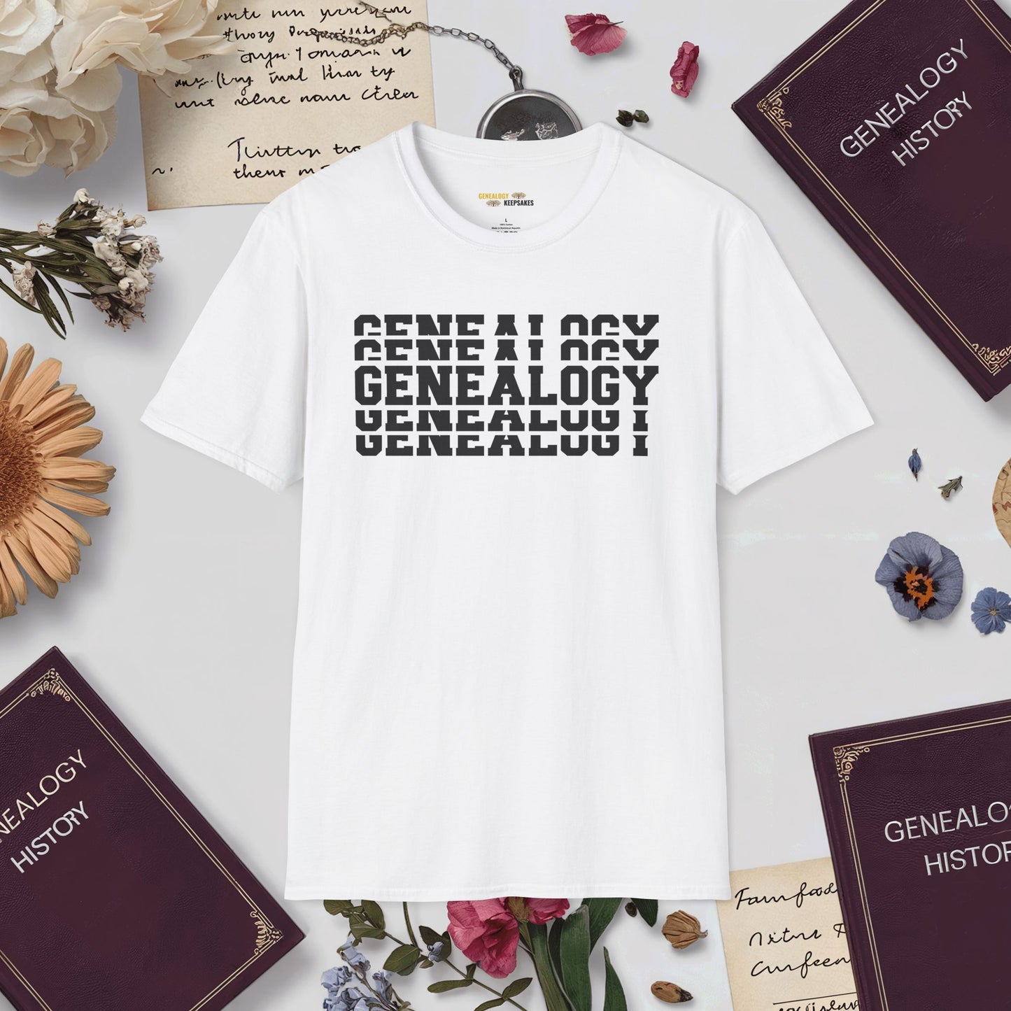 Genealogy Stacked T-Shirt-White-Genealogy Keepsakes