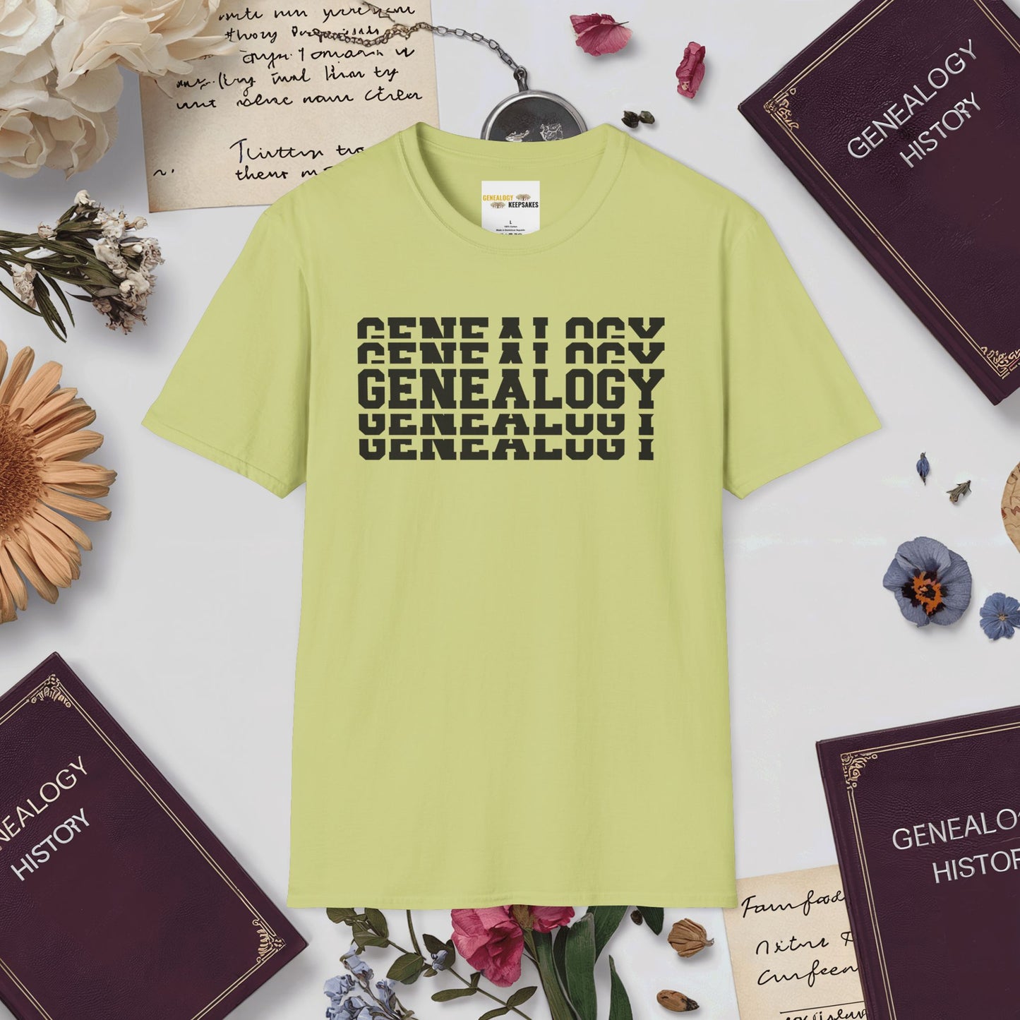 Genealogy Stacked T-Shirt-Pistachio-Genealogy Keepsakes