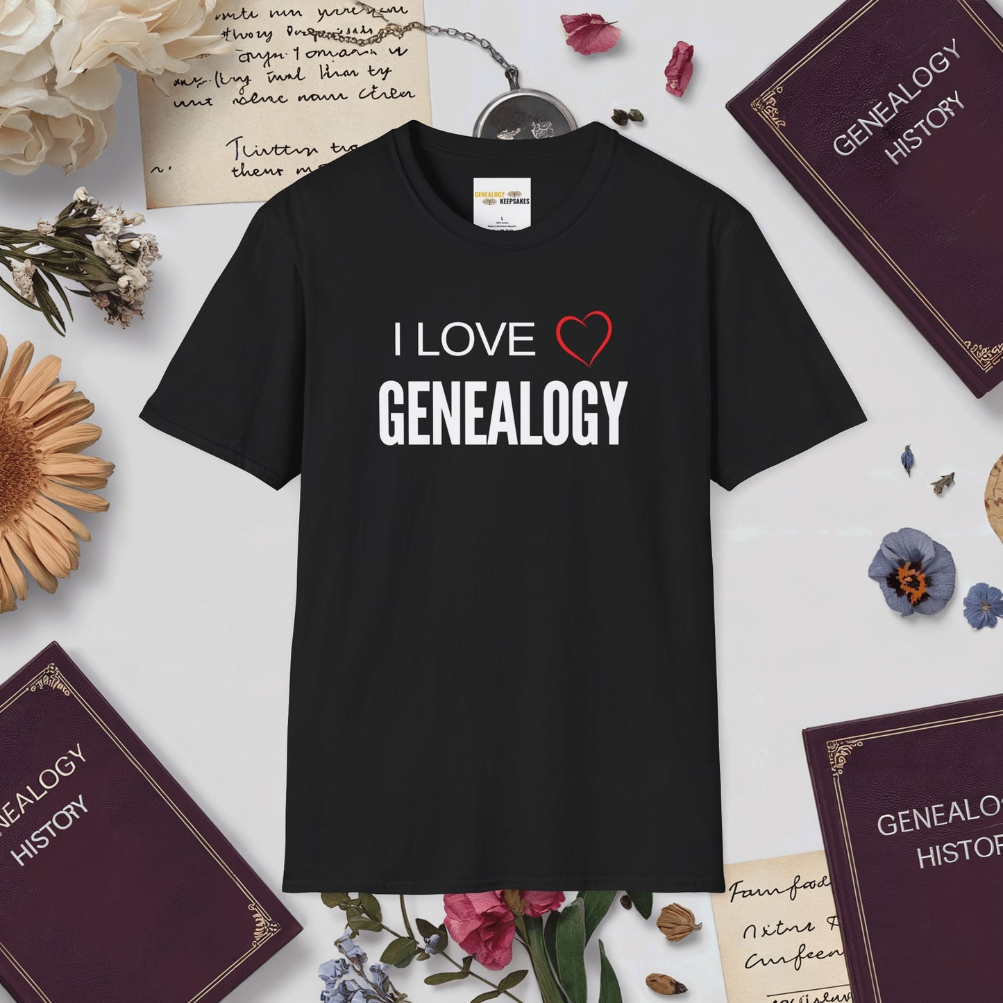 I Love Genealogy T-Shirt-Black-Genealogy Keepsakes