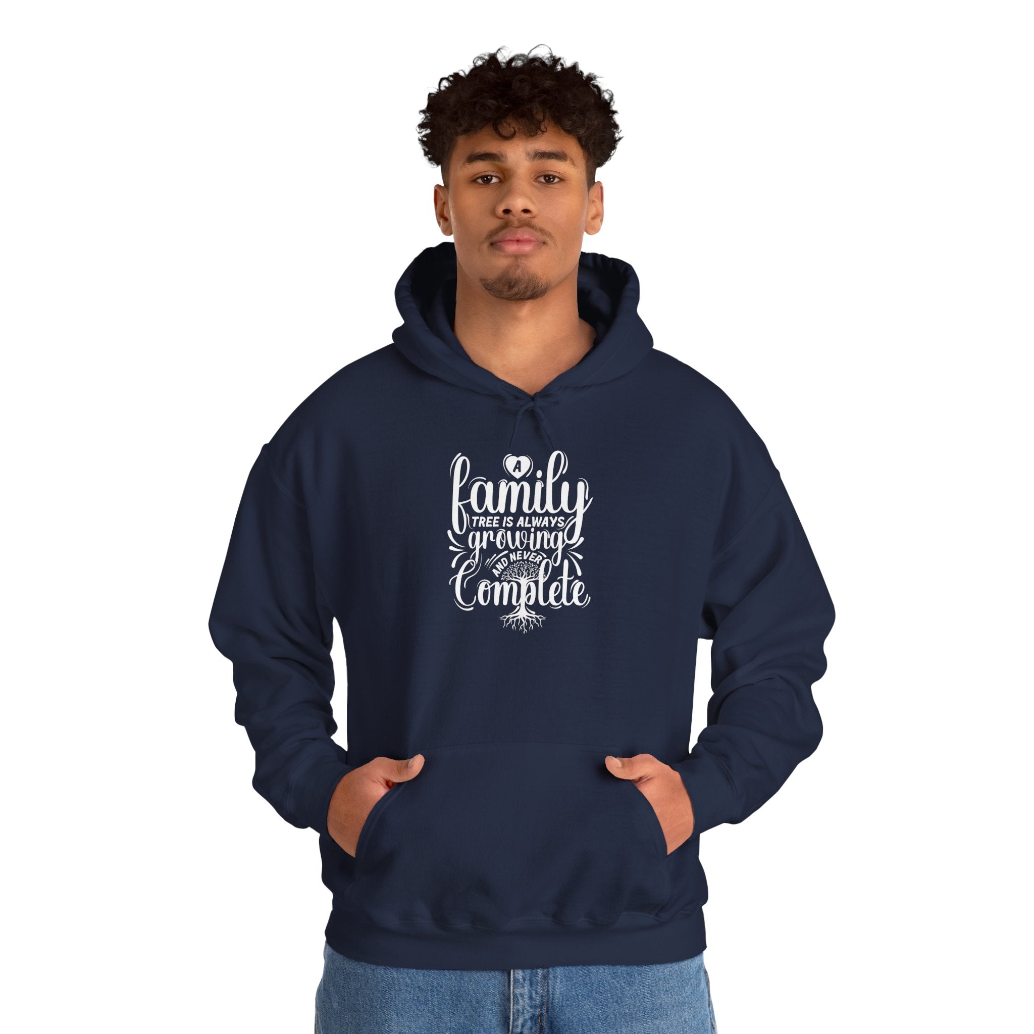 A Family Tree Is Always Growing Hoodie in Navy by Genealogy Keepsakes