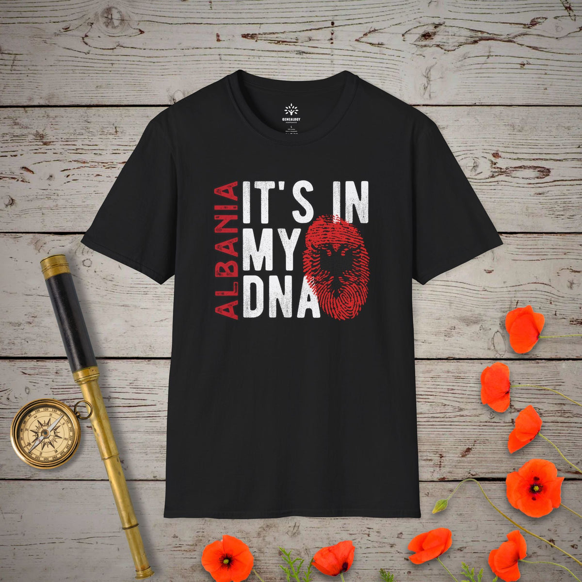 Albania - It's In My DNA T-Shirt - Genealogy Keepsakes Custom Genealogy Gift - Black S