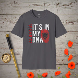 Albania - It's In My DNA T-Shirt in Charcoal by Genealogy Keepsakes
