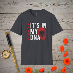 Albania - It's In My DNA T-Shirt - Genealogy Keepsakes Custom Genealogy Gift - Dark Heather Grey S