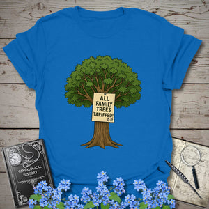 All Family Trees Tariffed T-Shirt in Royal by Genealogy Keepsakes