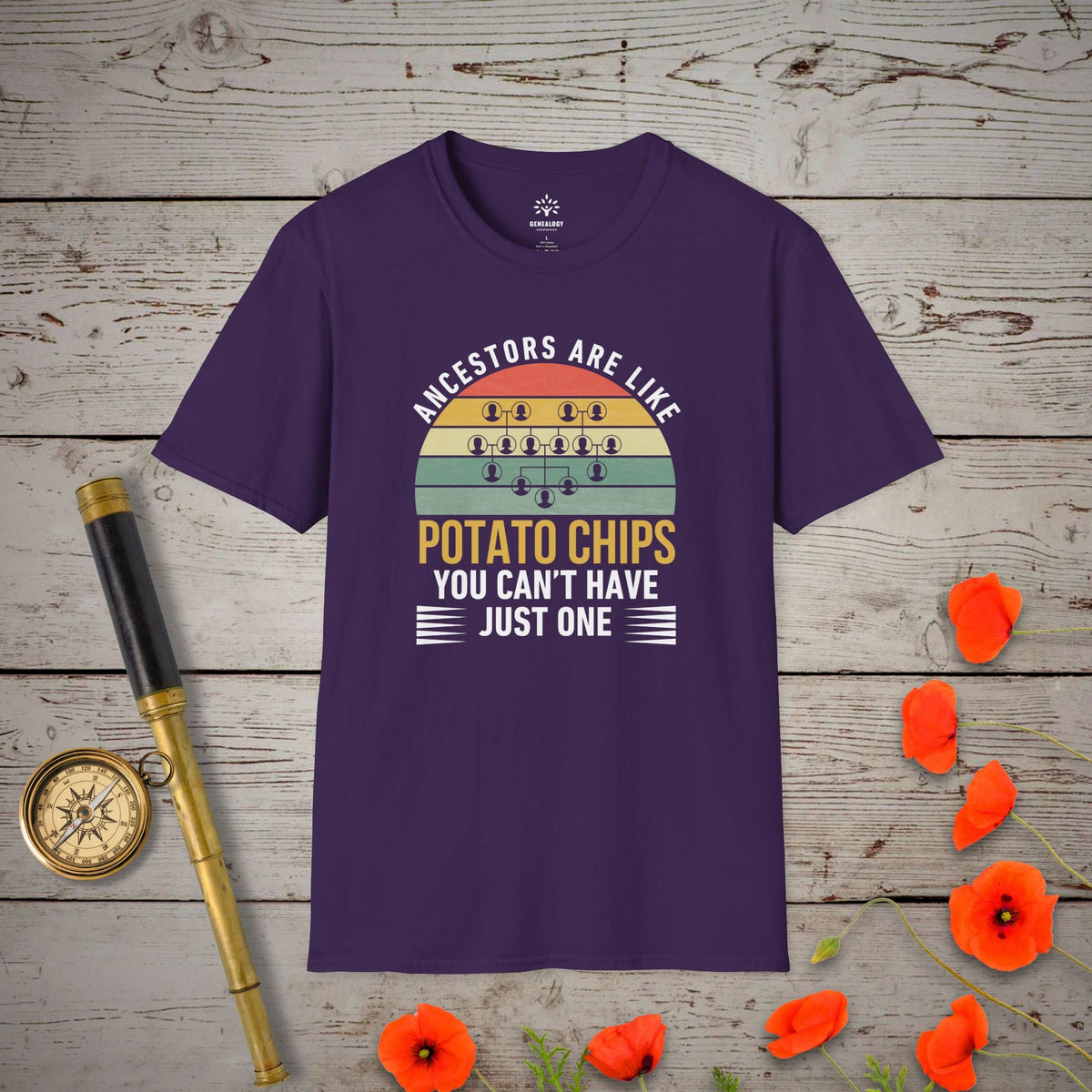 Ancestors Are Like Potato Chips T-Shirt - Genealogy Keepsakes Custom Genealogy Gift - Purple S