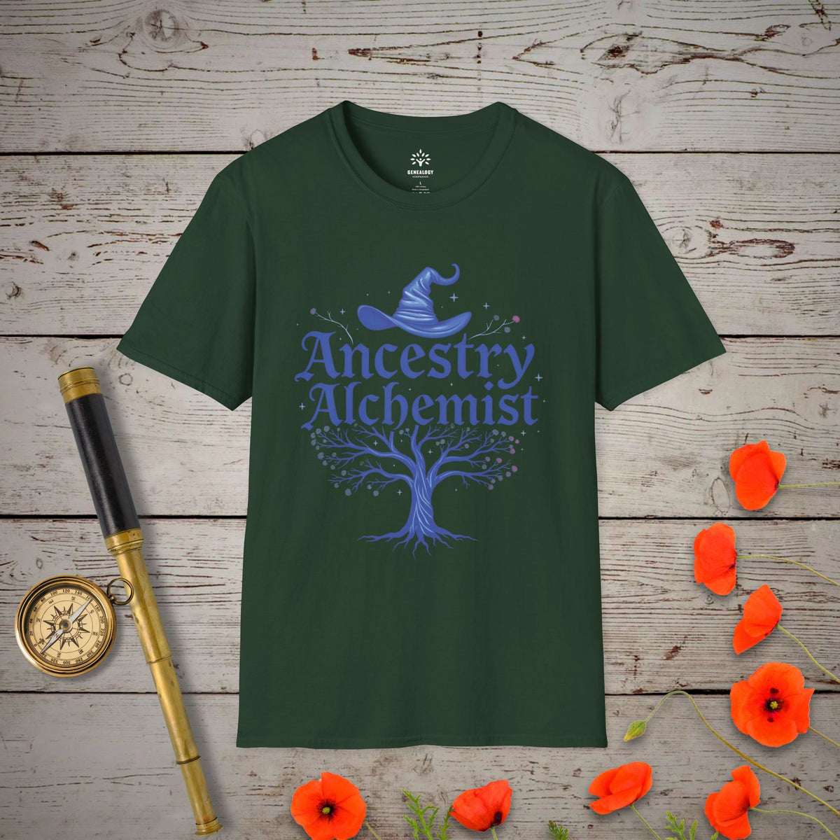 Ancestry Alchemist T-Shirt - Genealogy Keepsakes Custom Genealogy Gift - Forest Green S