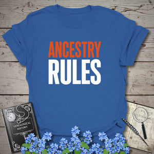 Ancestry Rules T-Shirt in Royal by Genealogy Keepsakes