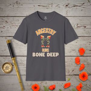 Ancestry Runs Bone Deep T-Shirt - Genealogy Keepsakes Custom Genealogy Gift - Charcoal S
