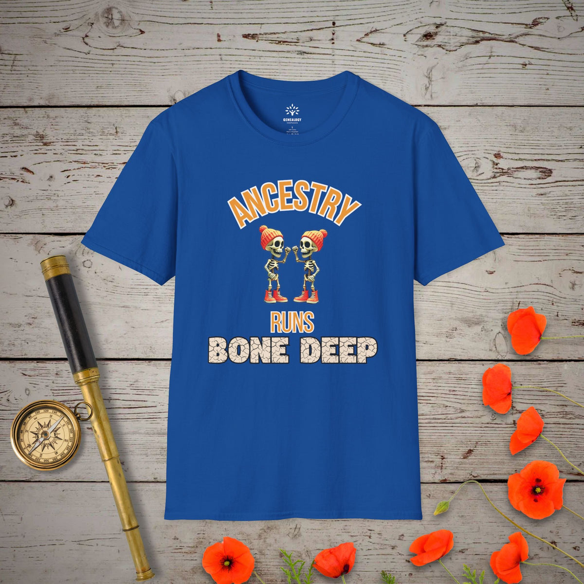 Ancestry Runs Bone Deep T-Shirt - Genealogy Keepsakes Custom Genealogy Gift - Royal S