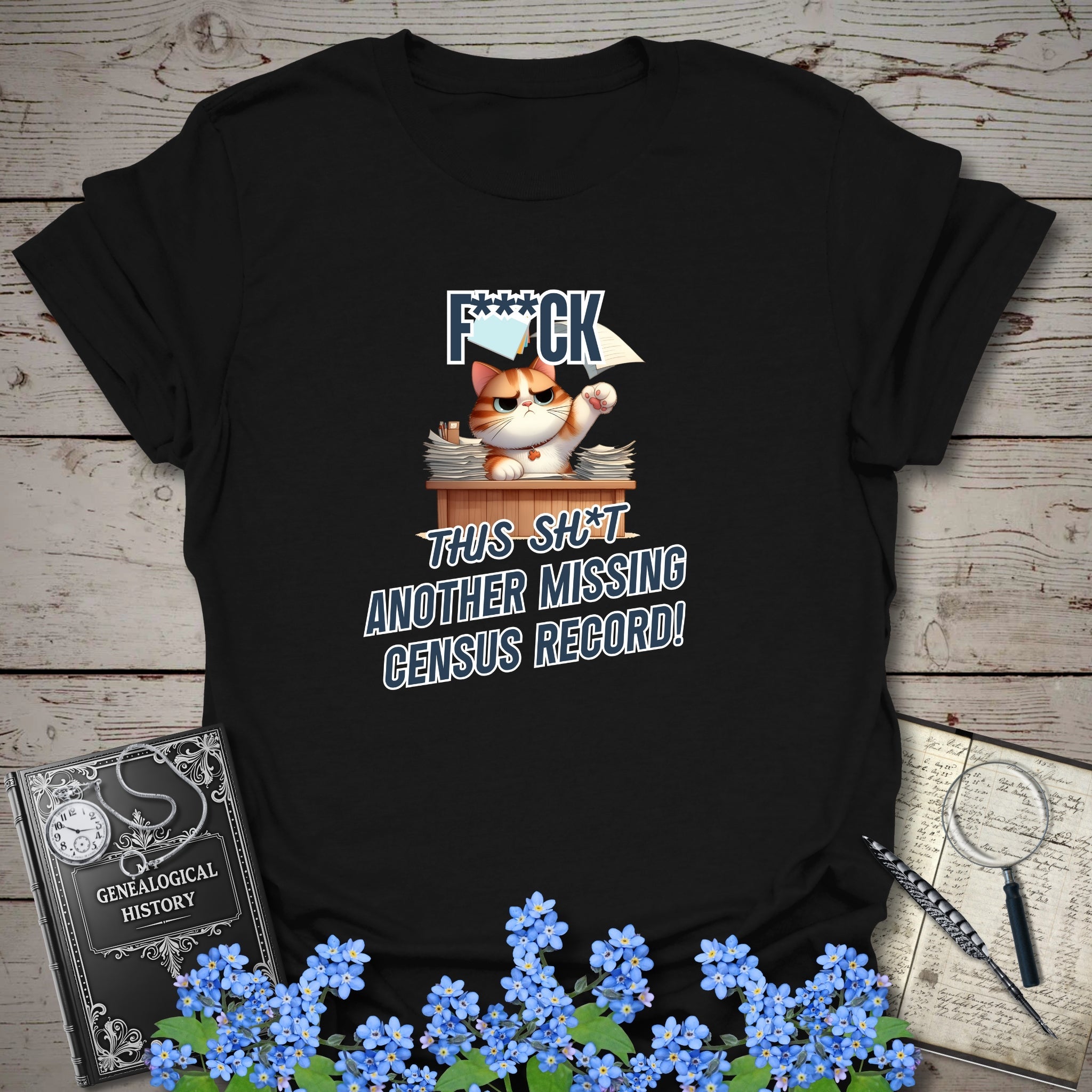 Another Missing Census Record T-Shirt in Black by Genealogy Keepsakes
