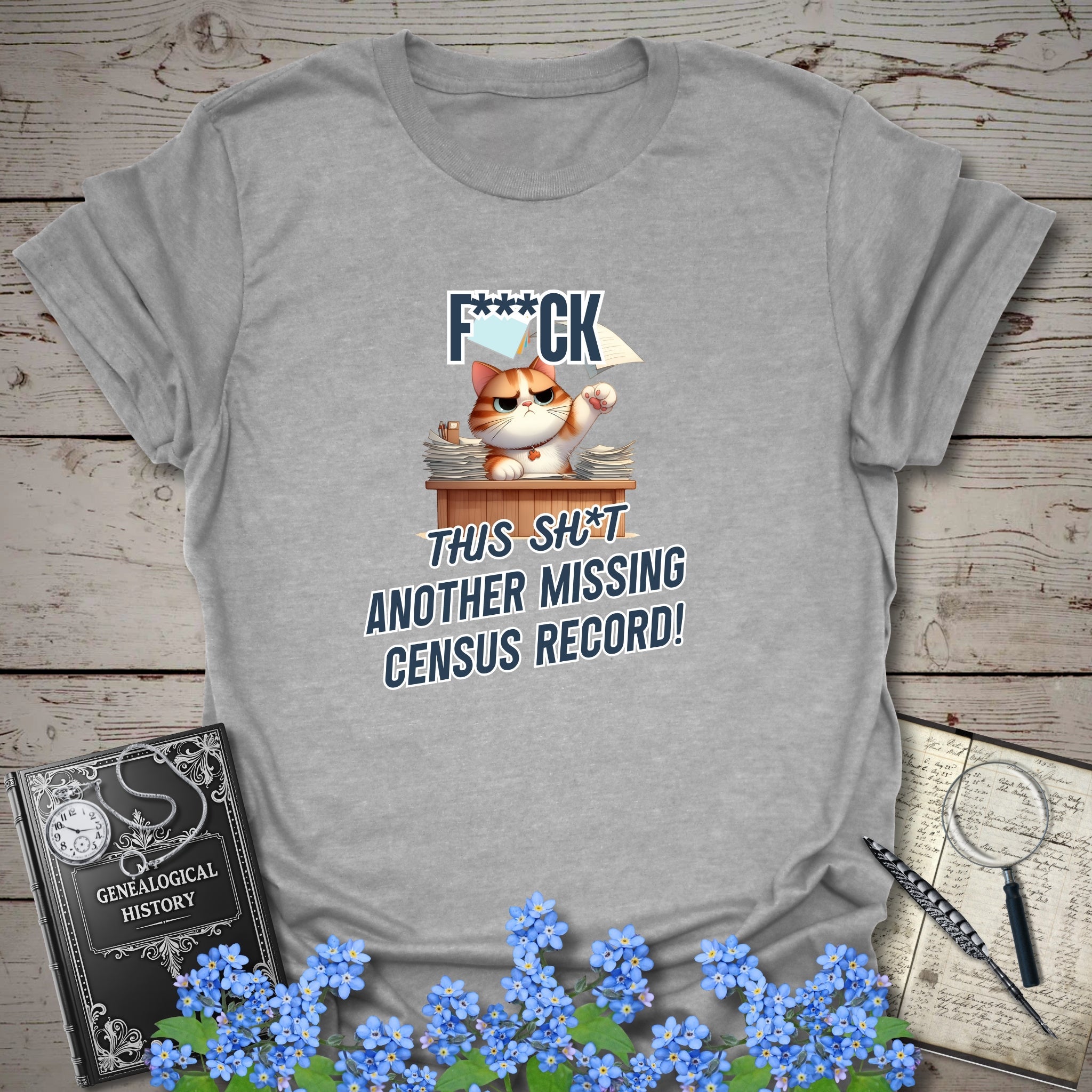 Another Missing Census Record T-Shirt in Sport Grey by Genealogy Keepsakes