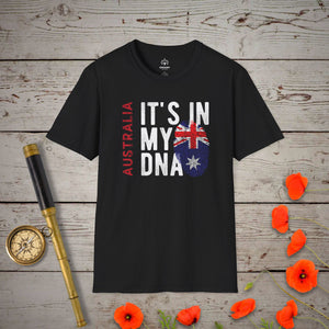 Australia - It's In My DNA T-Shirt in Black by Genealogy Keepsakes