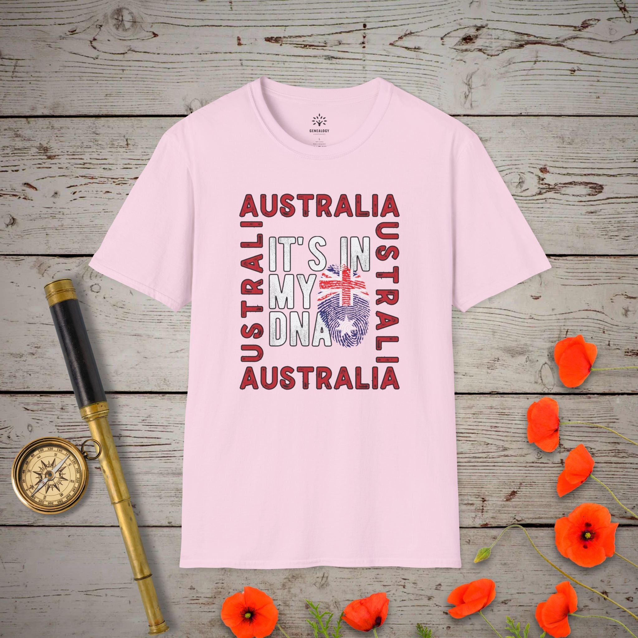 Australia - It's In My DNA T-Shirt in Light Pink by Genealogy Keepsakes