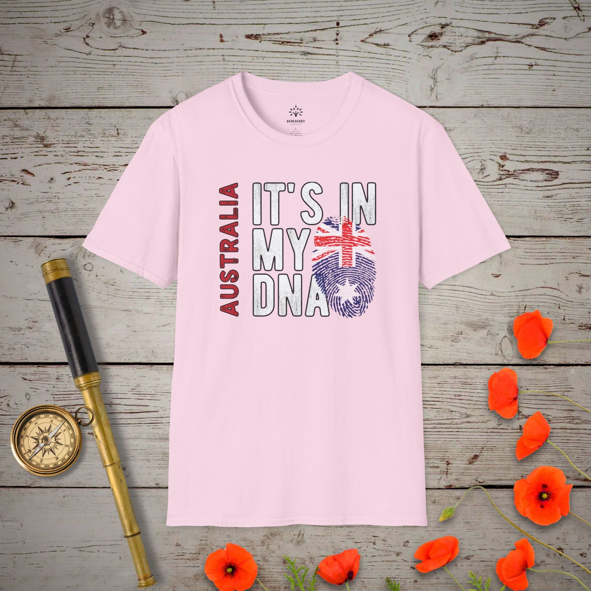 Australia - It's In My DNA T-Shirt in Light Pink by Genealogy Keepsakes