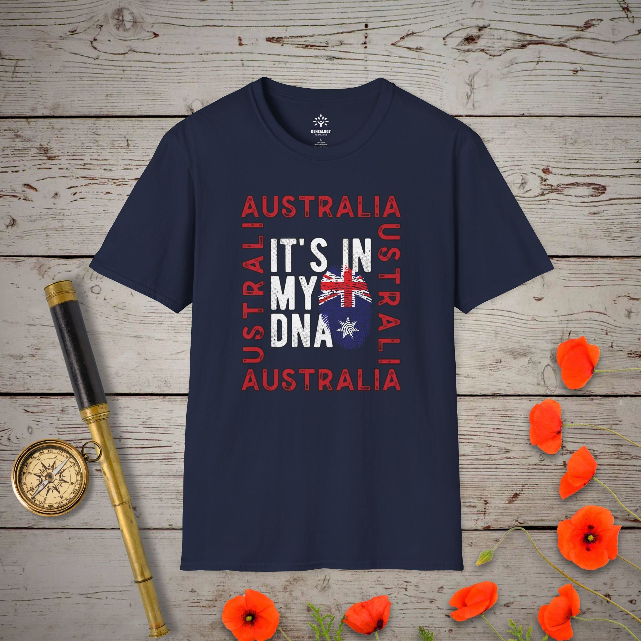 Australia - It's In My DNA T-Shirt in Navy by Genealogy Keepsakes