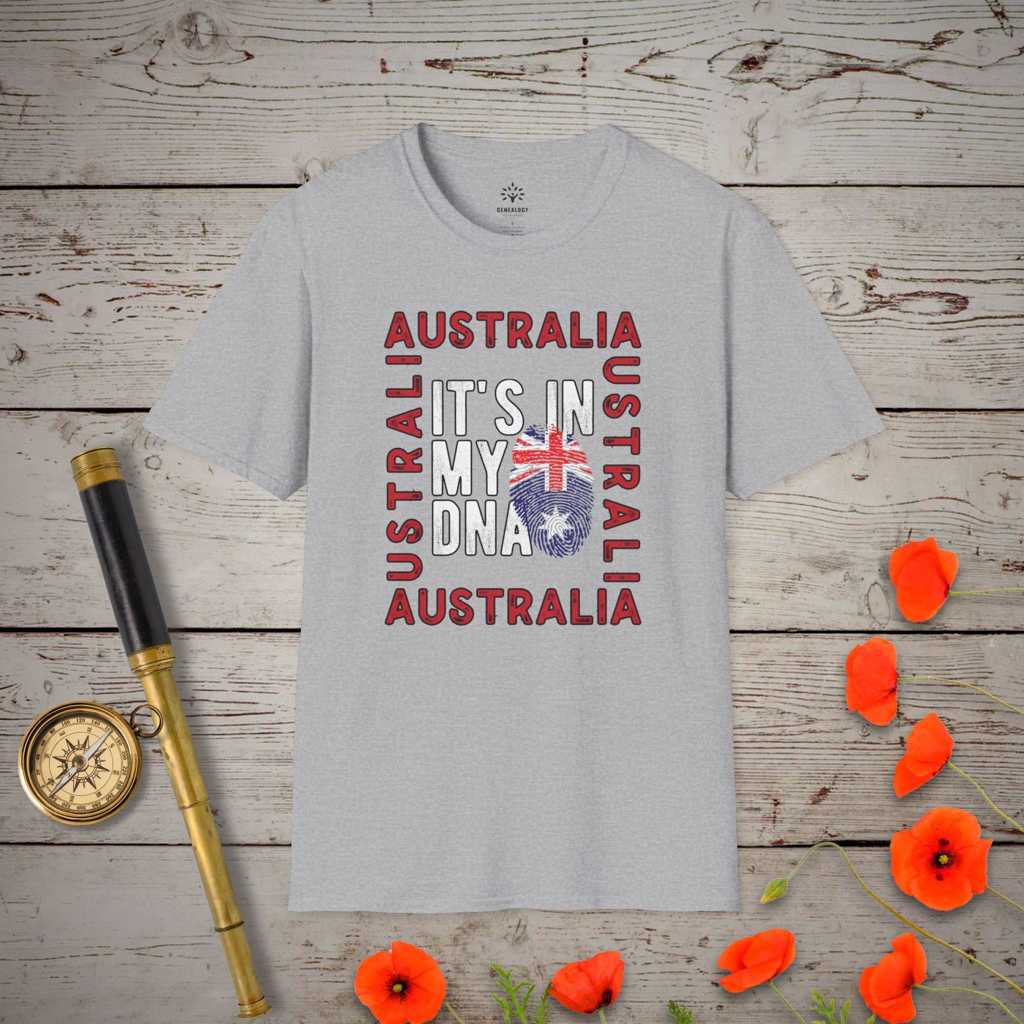 Australia - It's In My DNA T-Shirt in Sport Grey by Genealogy Keepsakes