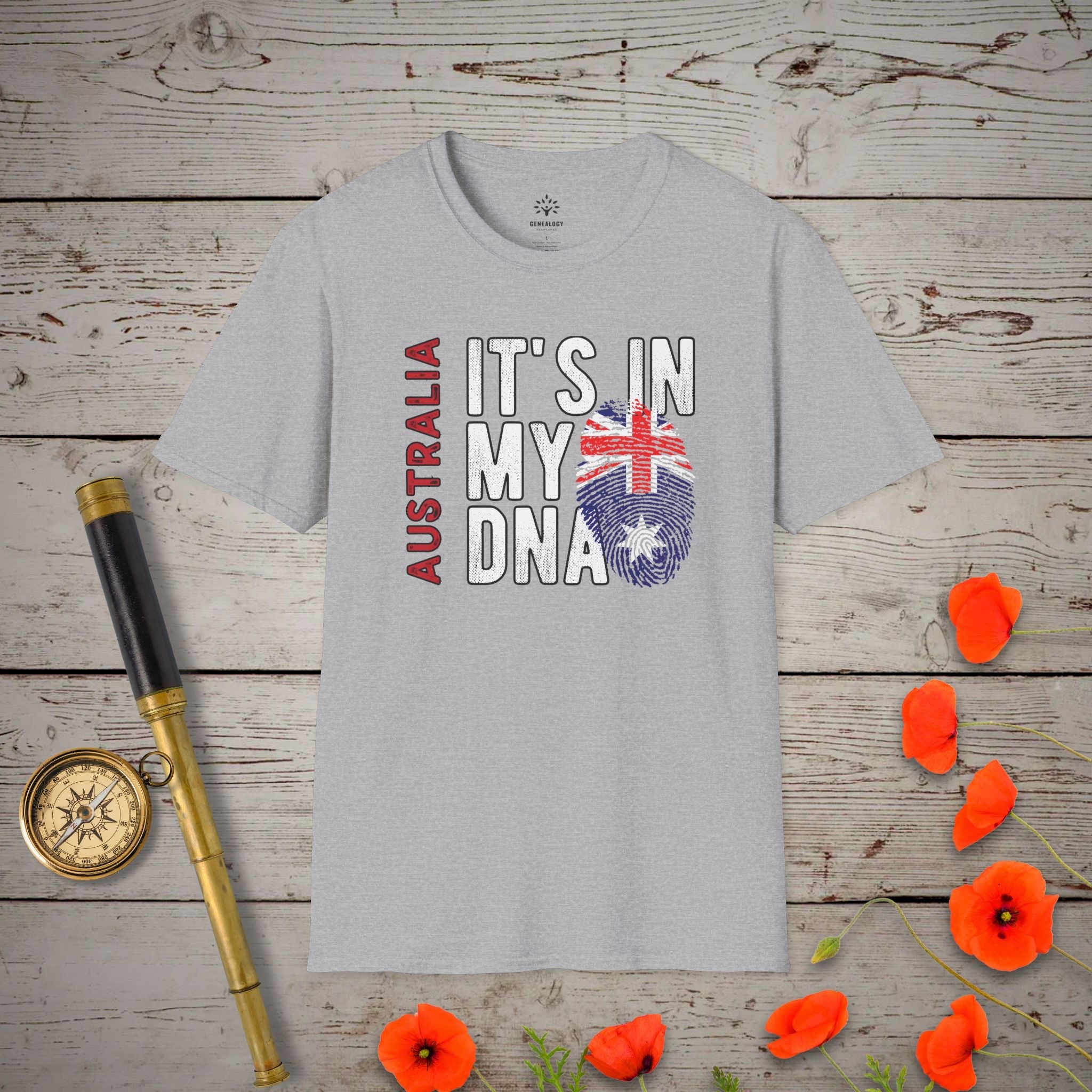 Australia - It's In My DNA T-Shirt in Sport Grey by Genealogy Keepsakes