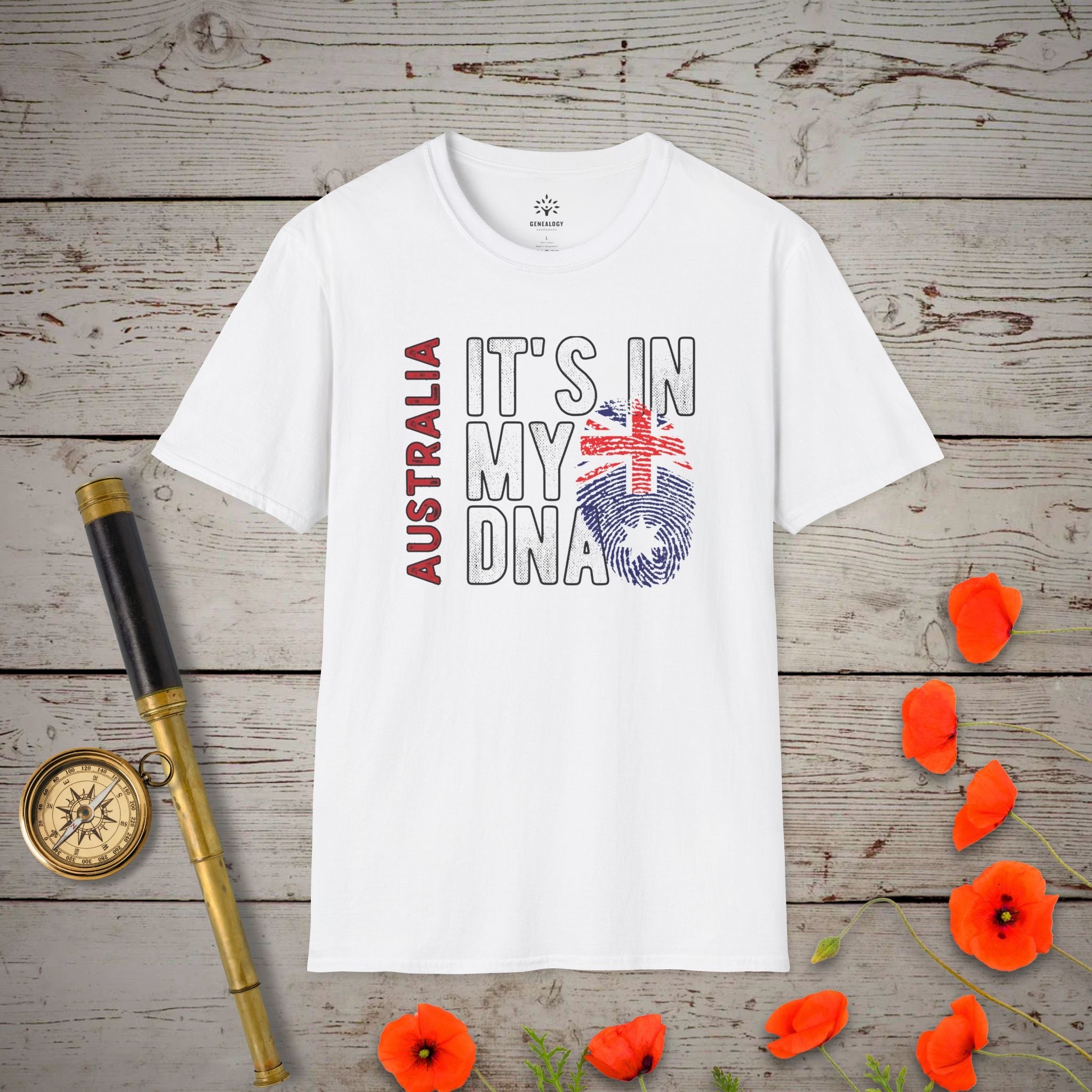 Australia - It's In My DNA T-Shirt in White by Genealogy Keepsakes