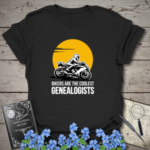 Bikers Are The Coolest Genealogist T-Shirt - Genealogy Keepsakes Custom Genealogy Gift - Black S