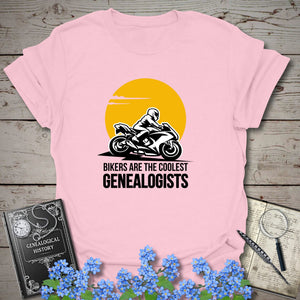 Bikers Are The Coolest Genealogist T-Shirt - Genealogy Keepsakes Custom Genealogy Gift - Light Pink S
