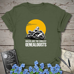 Bikers Are The Coolest Genealogist T-Shirt - Genealogy Keepsakes Custom Genealogy Gift - Military Green S
