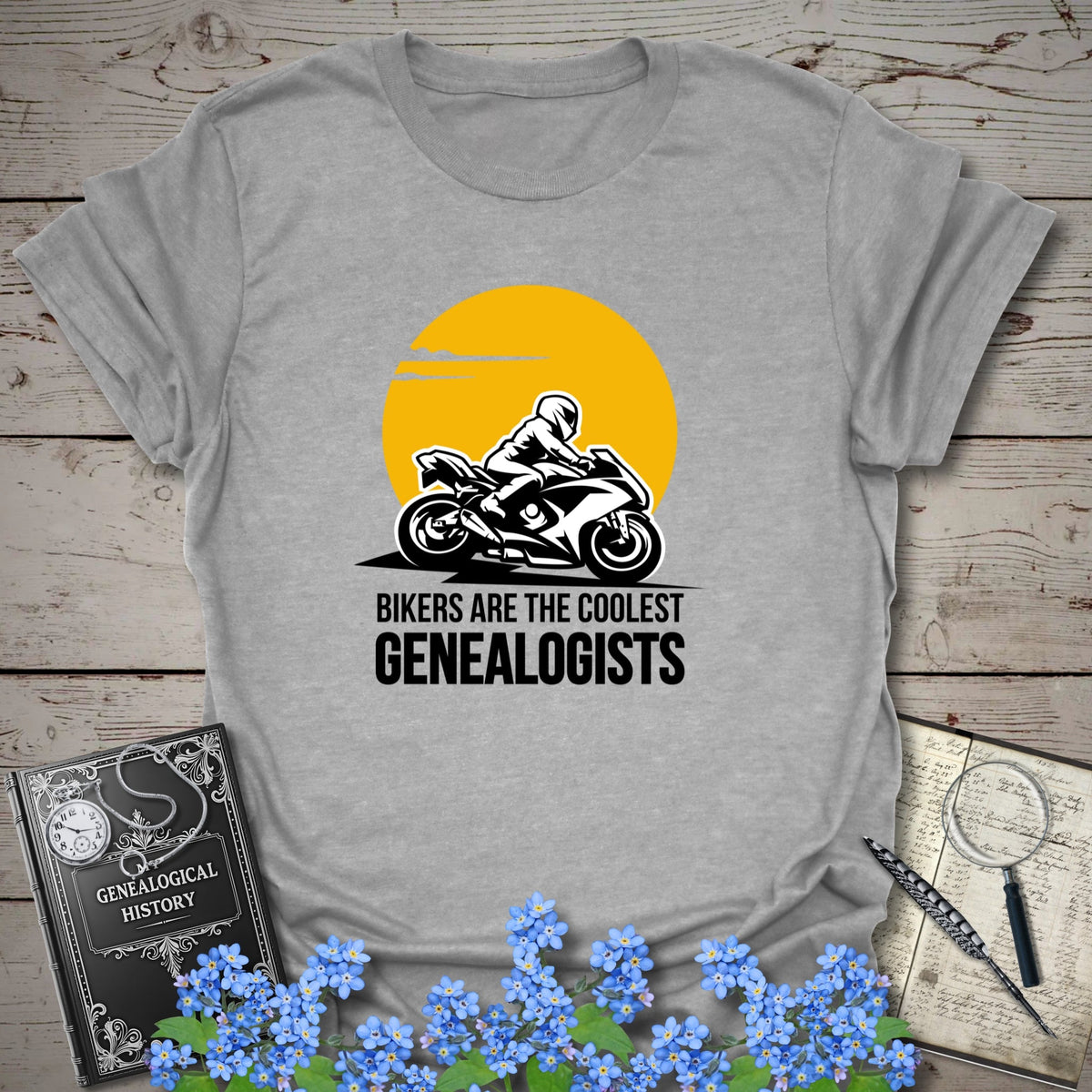 Bikers Are The Coolest Genealogist T-Shirt - Genealogy Keepsakes Custom Genealogy Gift - Sport Grey S