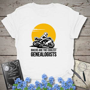 Bikers Are The Coolest Genealogist T-Shirt - Genealogy Keepsakes Custom Genealogy Gift - White S