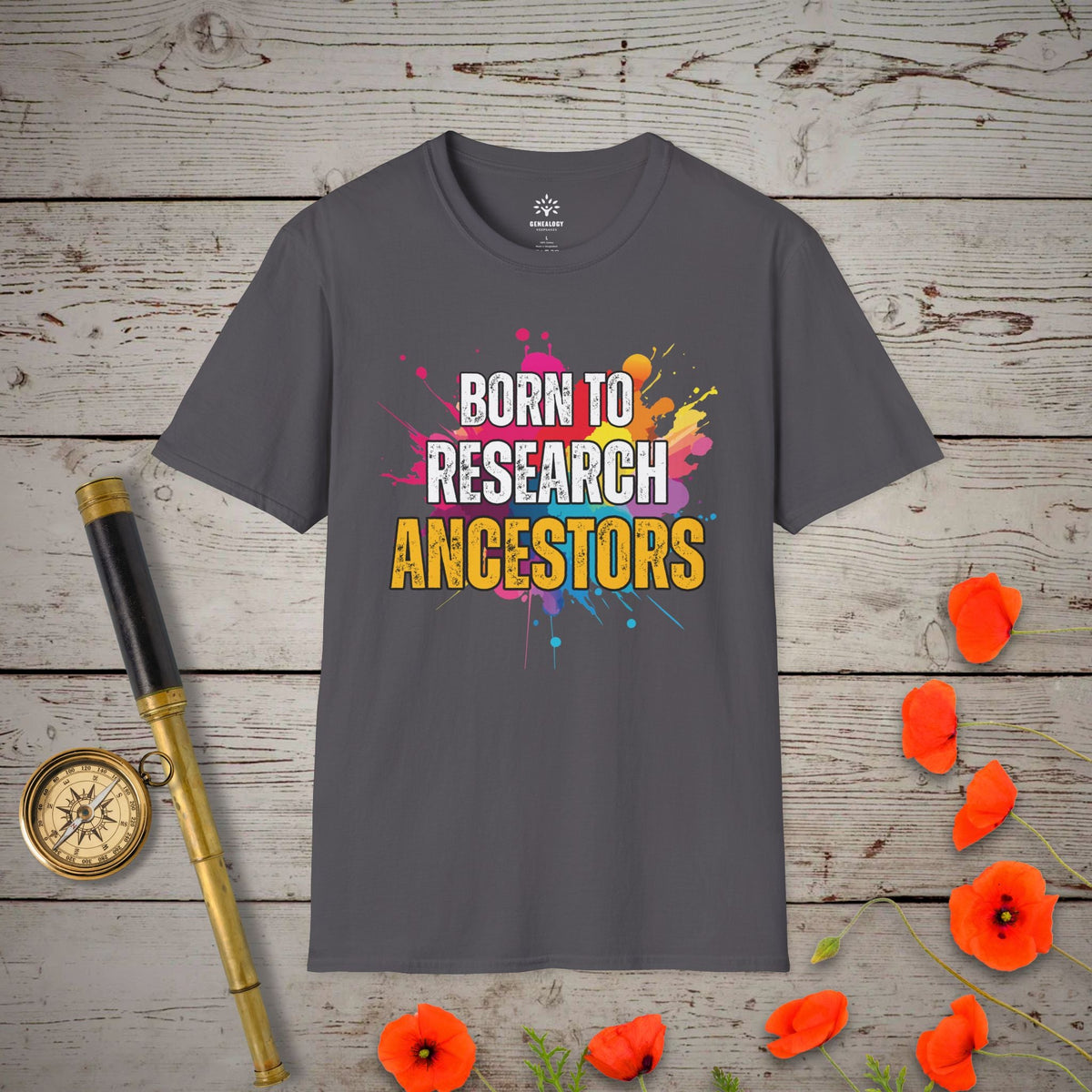 Born To Research T-Shirt - Genealogy Keepsakes Custom Genealogy Gift - Charcoal S