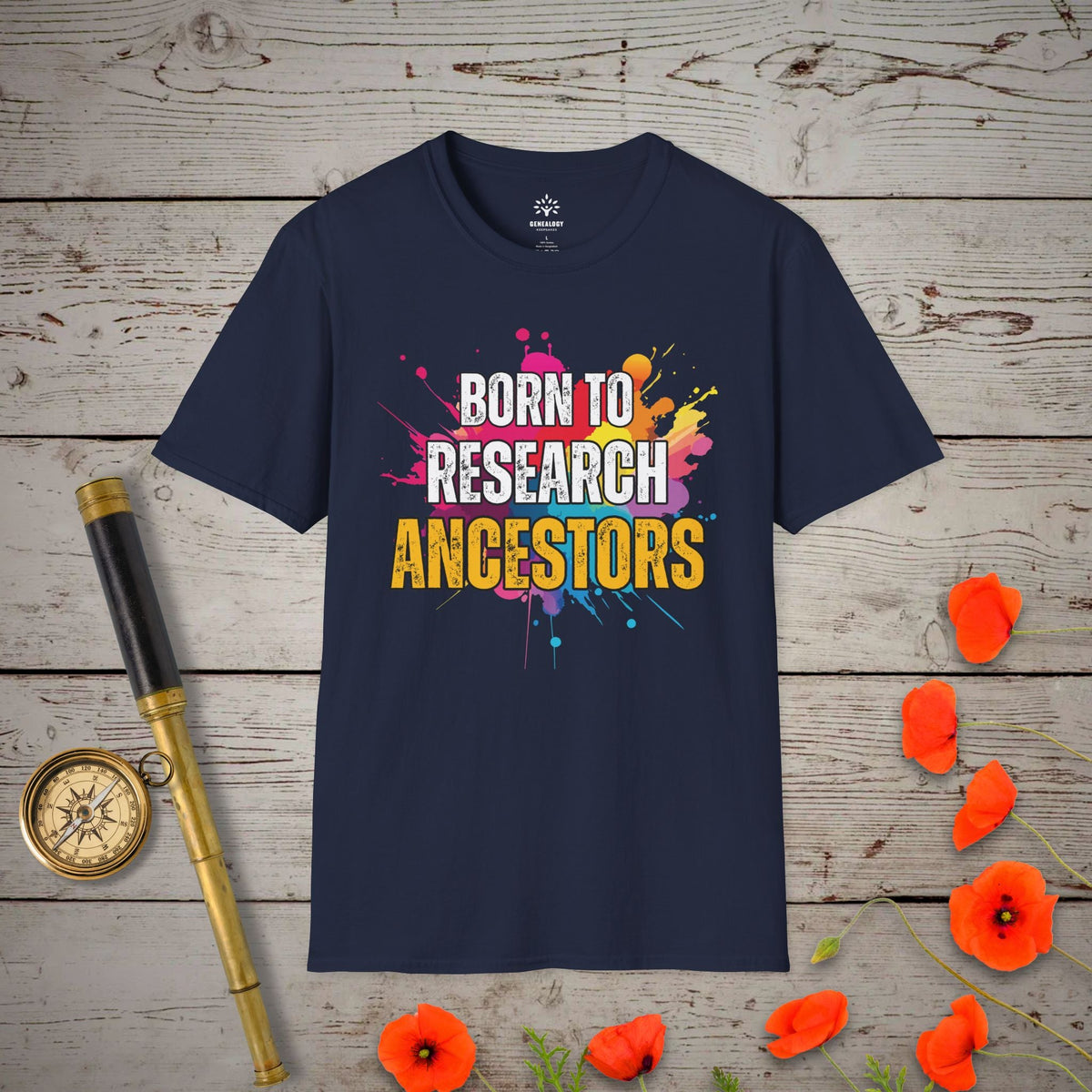 Born To Research T-Shirt - Genealogy Keepsakes Custom Genealogy Gift - Navy S