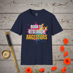 Born To Research T-Shirt - Genealogy Keepsakes Custom Genealogy Gift - Navy S