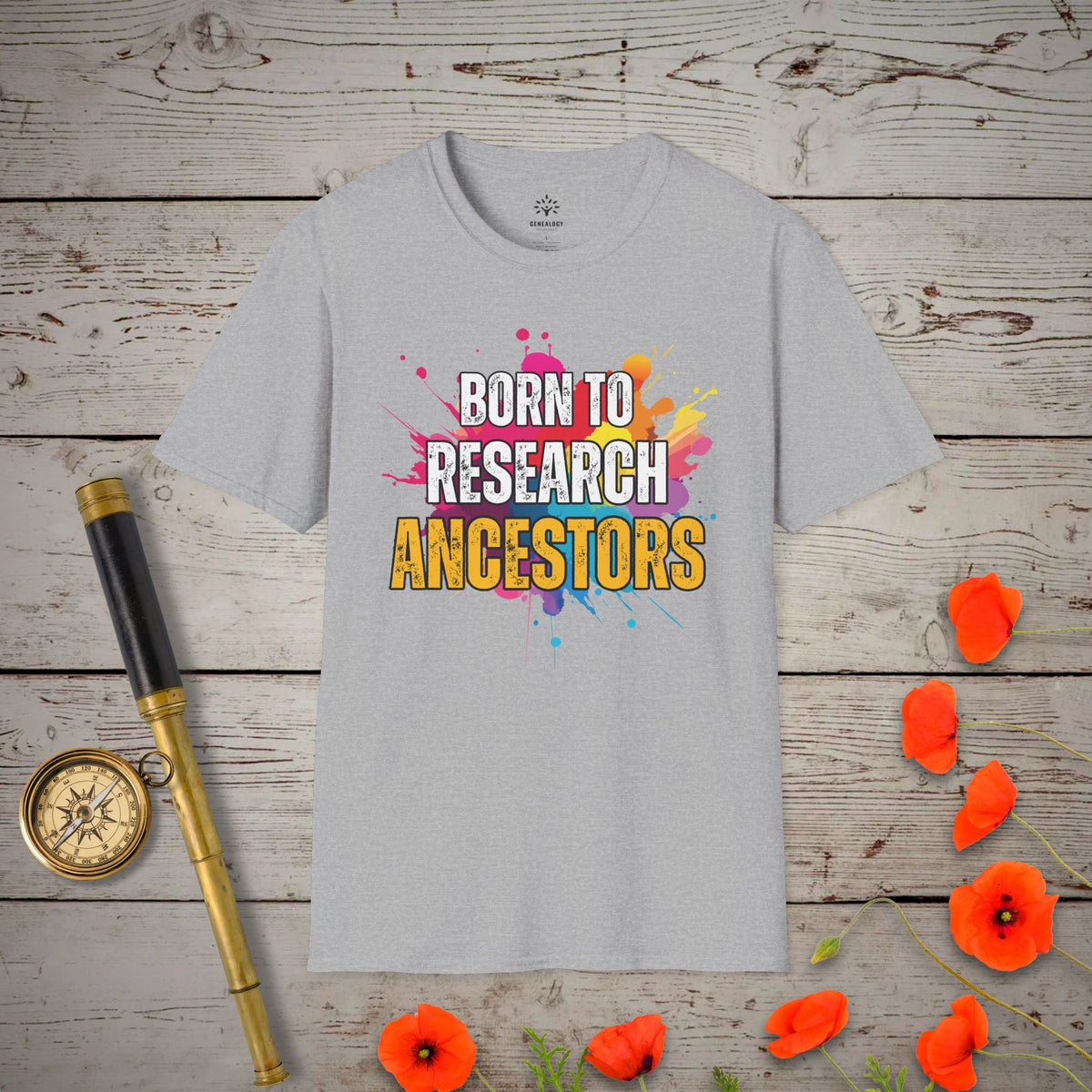 Born To Research T-Shirt - Genealogy Keepsakes Custom Genealogy Gift - Sport Grey S