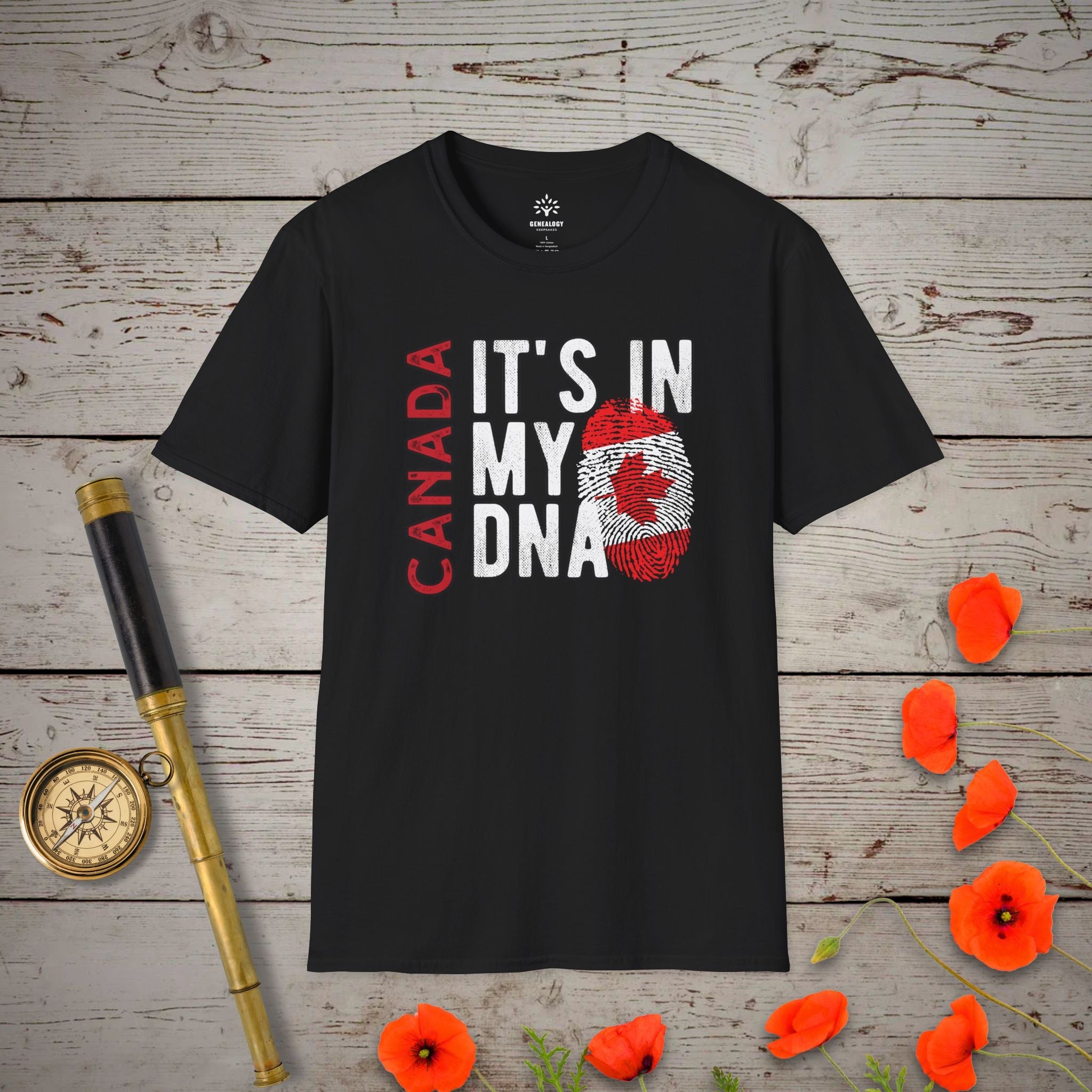 Canada - It's In My DNA T-Shirt in Black by Genealogy Keepsakes