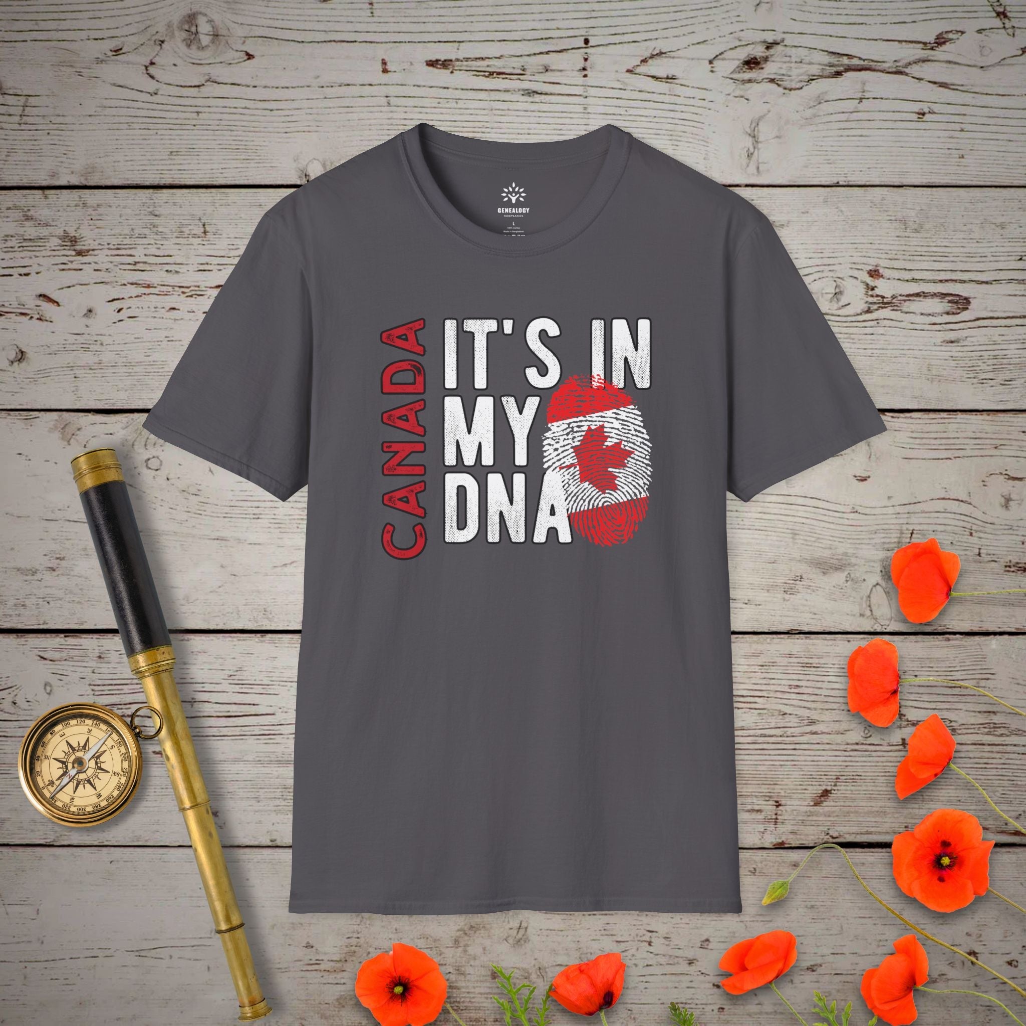 Canada - It's In My DNA T-Shirt in Charcoal by Genealogy Keepsakes