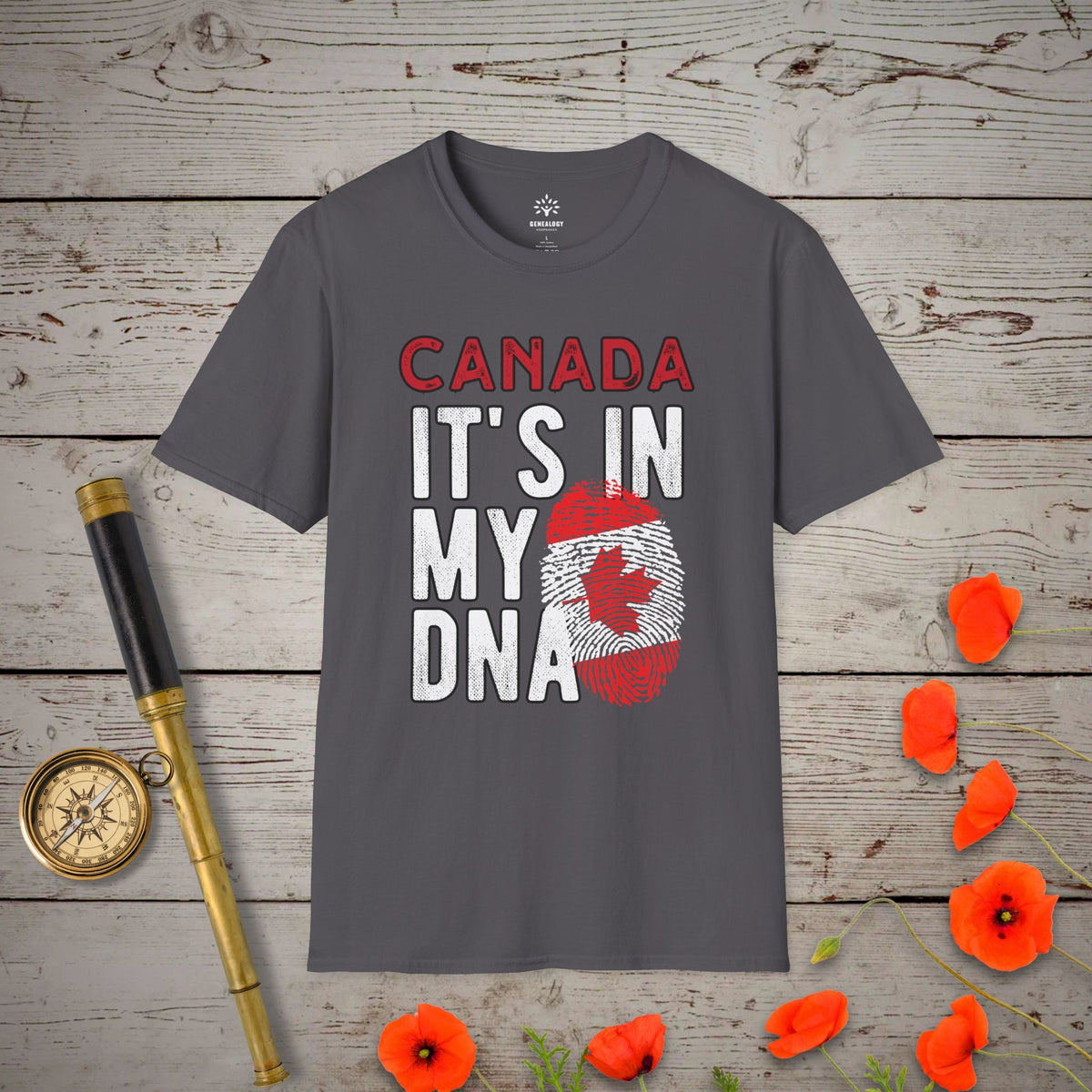 Canada - It's In My DNA T-Shirt - Genealogy Keepsakes Custom Genealogy Gift - Charcoal S