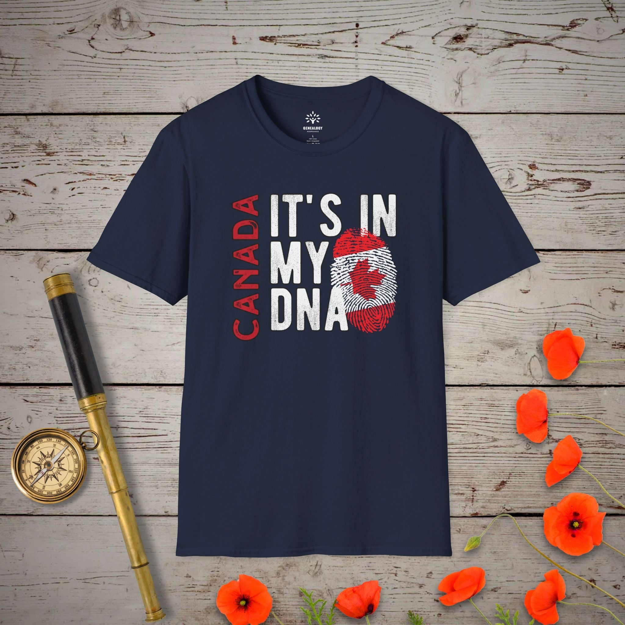 Canada - It's In My DNA T-Shirt in Navy by Genealogy Keepsakes