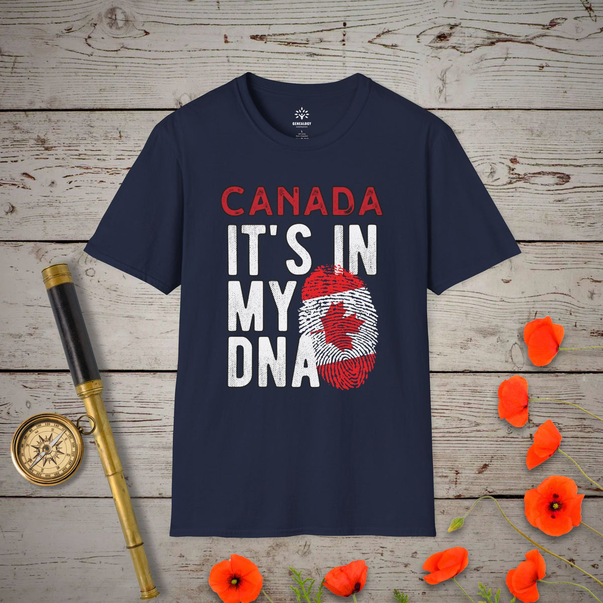 Canada - It's In My DNA T-Shirt - Genealogy Keepsakes Custom Genealogy Gift - Navy S