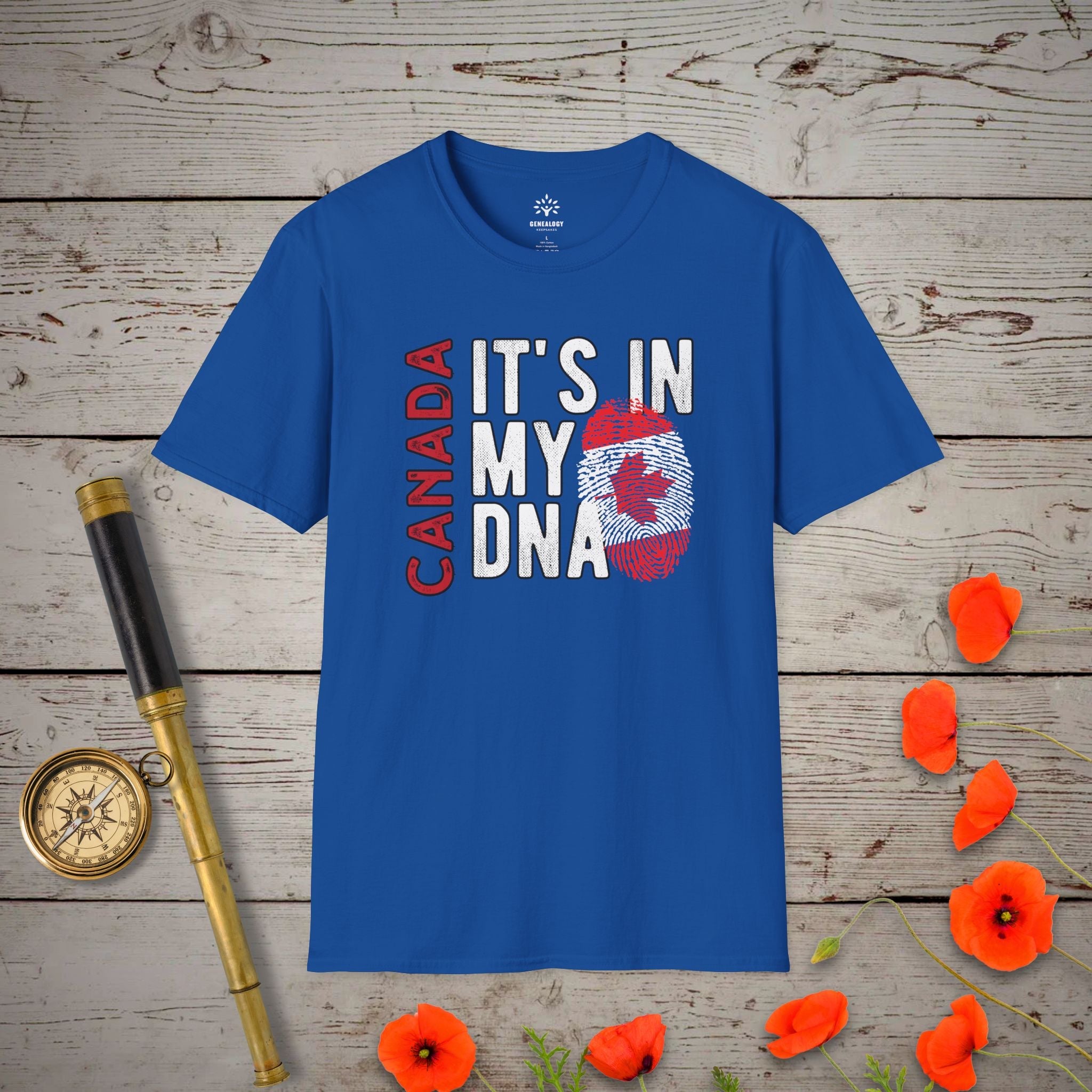 Canada - It's In My DNA T-Shirt in Royal by Genealogy Keepsakes