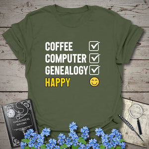 CCG Happy T-Shirt - Genealogy Keepsakes Custom Genealogy Gift - Military Green S
