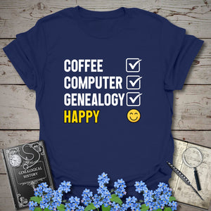 CCG Happy T-Shirt - Genealogy Keepsakes Custom Genealogy Gift - Navy S