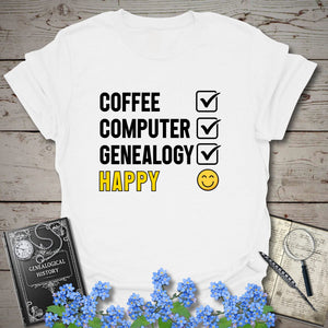 CCG Happy T-Shirt - Genealogy Keepsakes Custom Genealogy Gift - White S